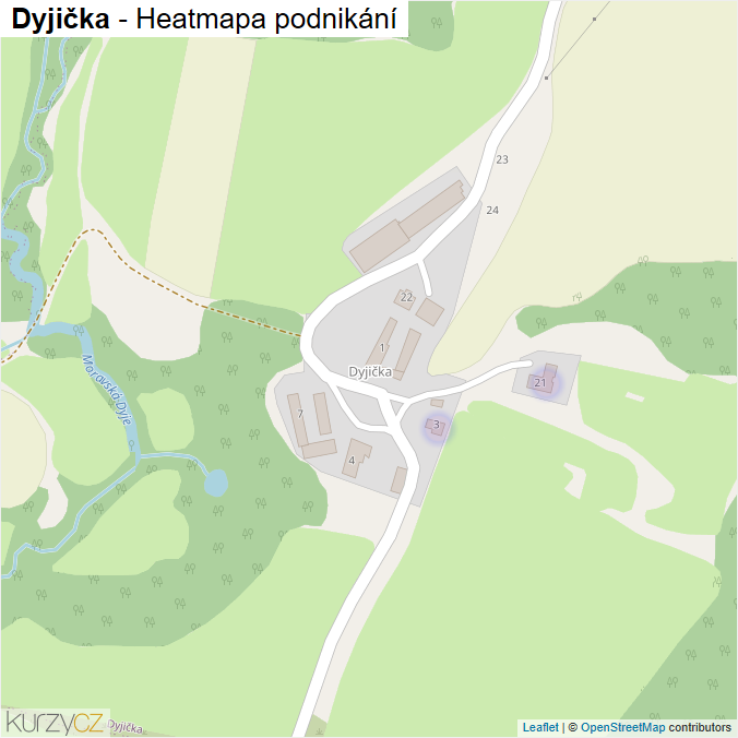 Mapa Dyjička - Firmy v části obce.