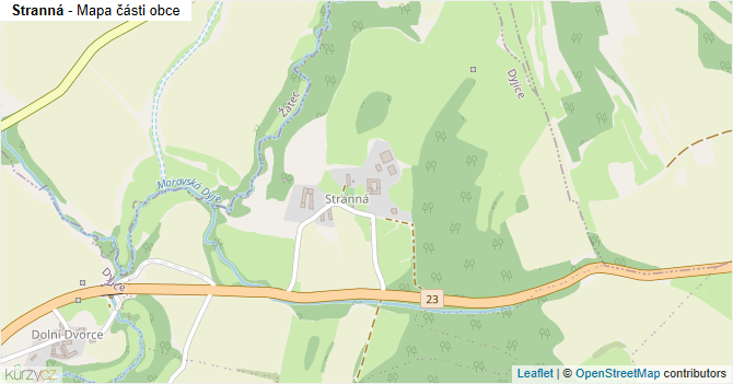 Stranná - mapa části obce