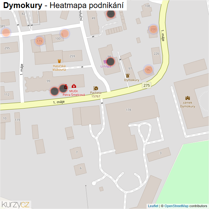 Mapa Dymokury - Firmy v obci.