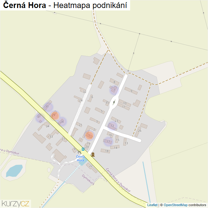 Mapa Černá Hora - Firmy v části obce.