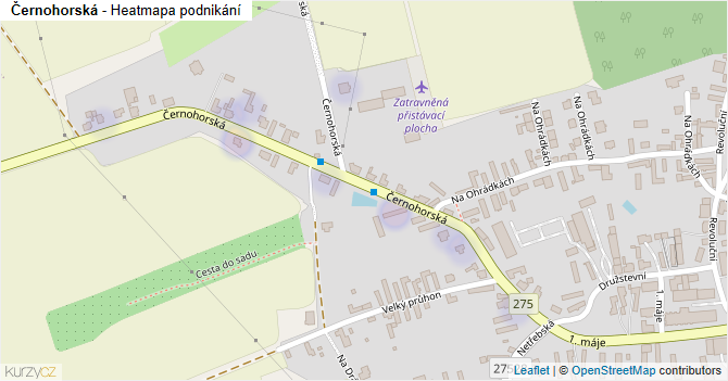 Černohorská - mapa podnikání