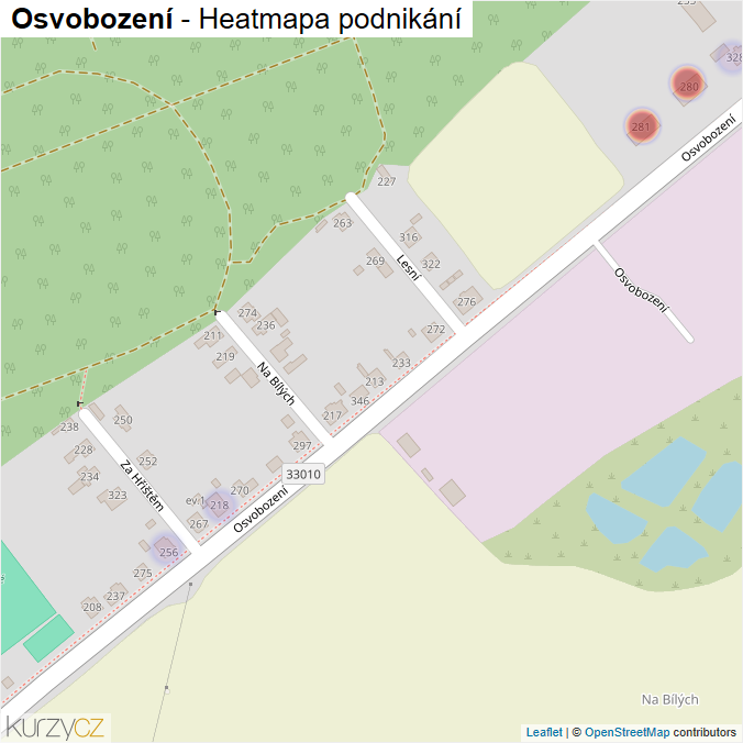 Mapa Osvobození - Firmy v ulici.