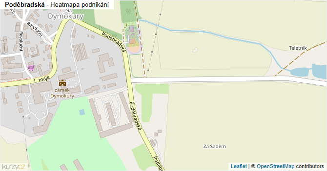 Poděbradská - mapa podnikání