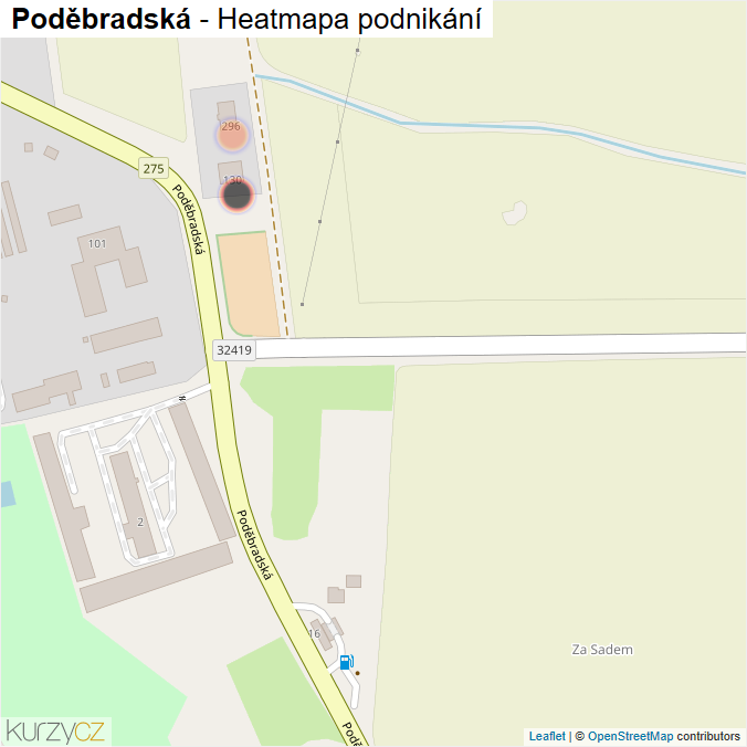 Mapa Poděbradská - Firmy v ulici.