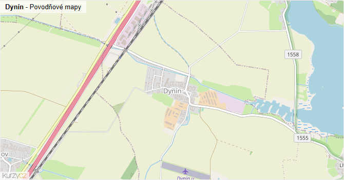 Dynín - záplavové mapy stoleté vody