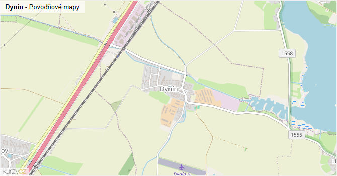 Dynín - záplavové mapy stoleté vody