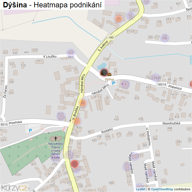 Mapa Dýšina - Firmy v části obce.