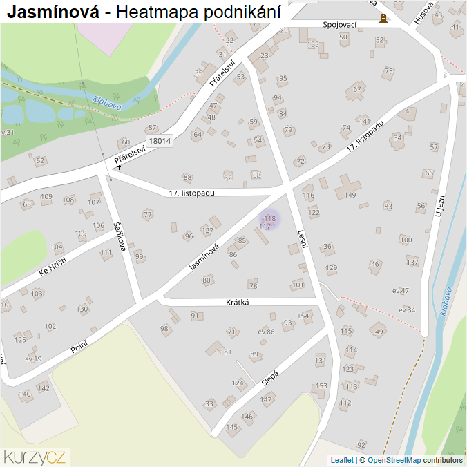 Mapa Jasmínová - Firmy v ulici.
