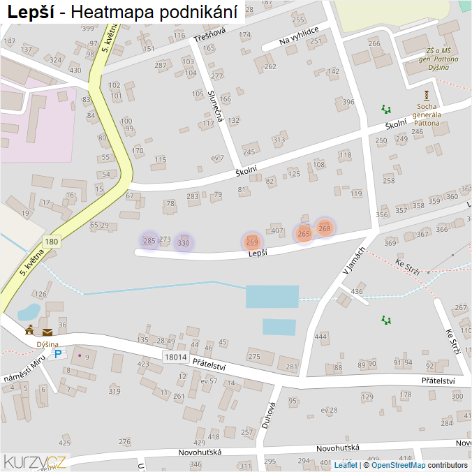 Mapa Lepší - Firmy v ulici.