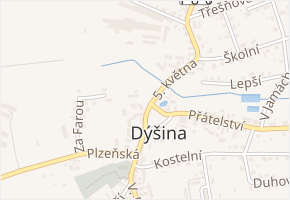 Náměstí Míru v obci Dýšina - mapa ulice