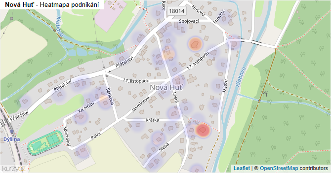 Nová Huť - mapa podnikání