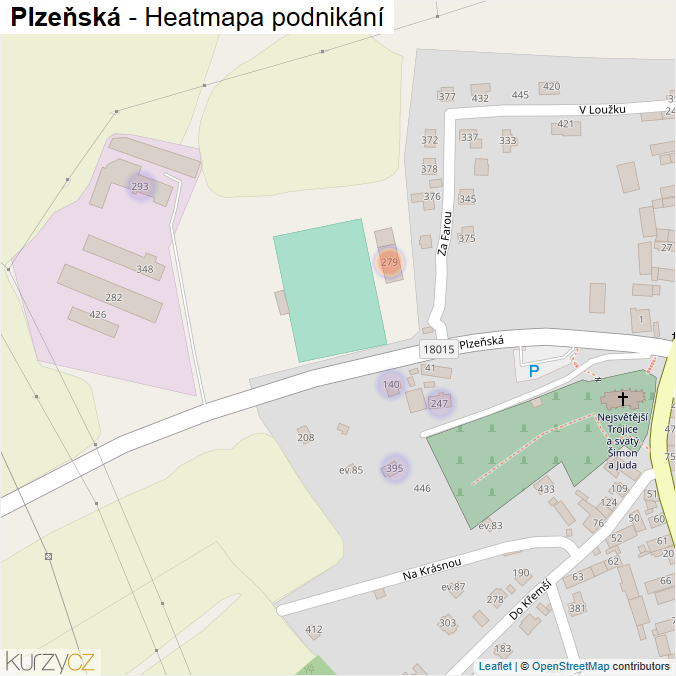 Mapa Plzeňská - Firmy v ulici.