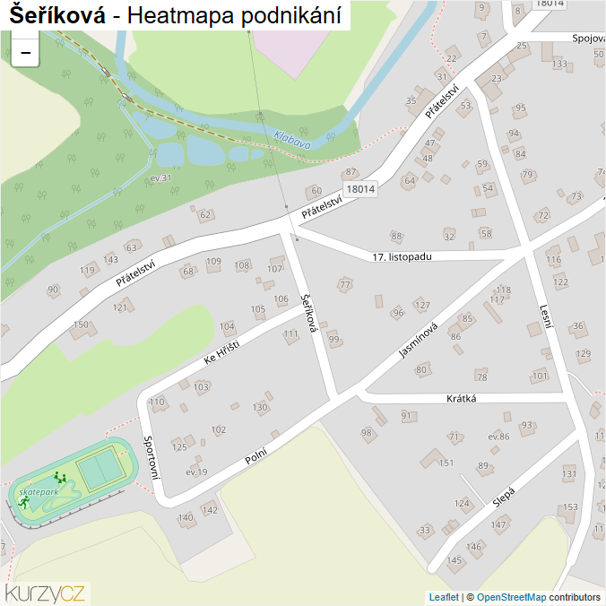 Mapa Šeříková - Firmy v ulici.