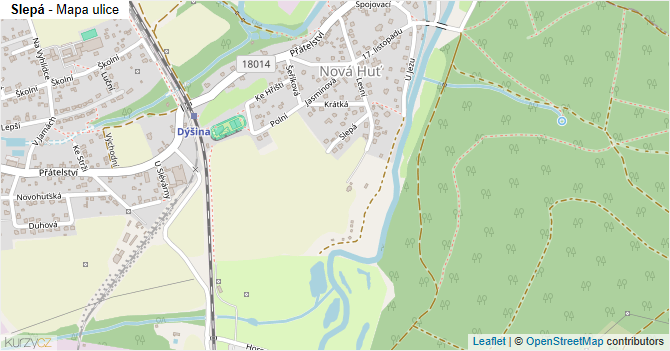Slepá - mapa ulice