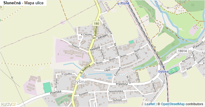 Slunečná - mapa ulice