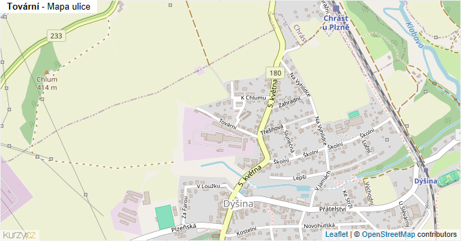 Tovární - mapa ulice