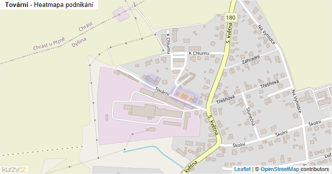Tovární - mapa podnikání