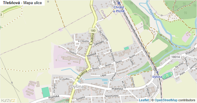 Třešňová - mapa ulice