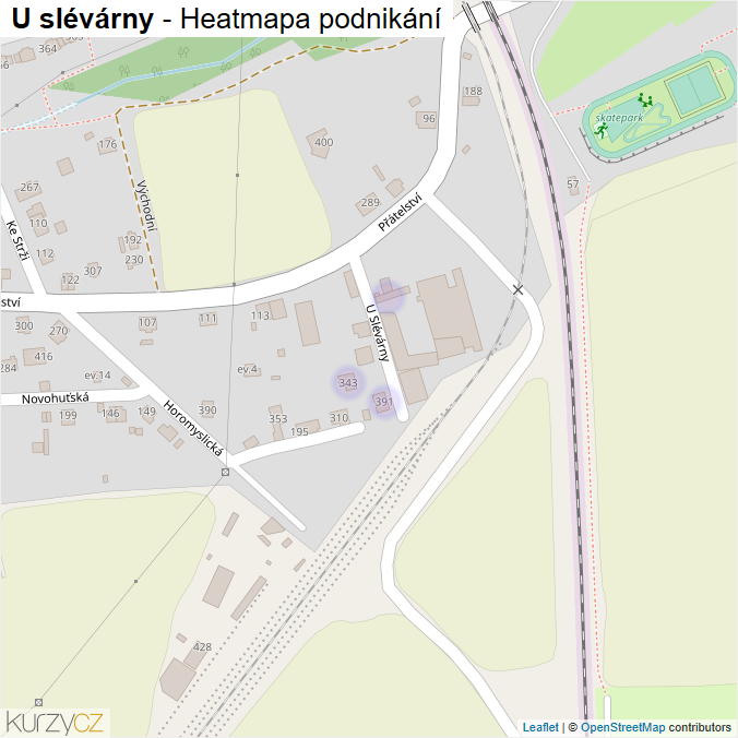 Mapa U slévárny - Firmy v ulici.