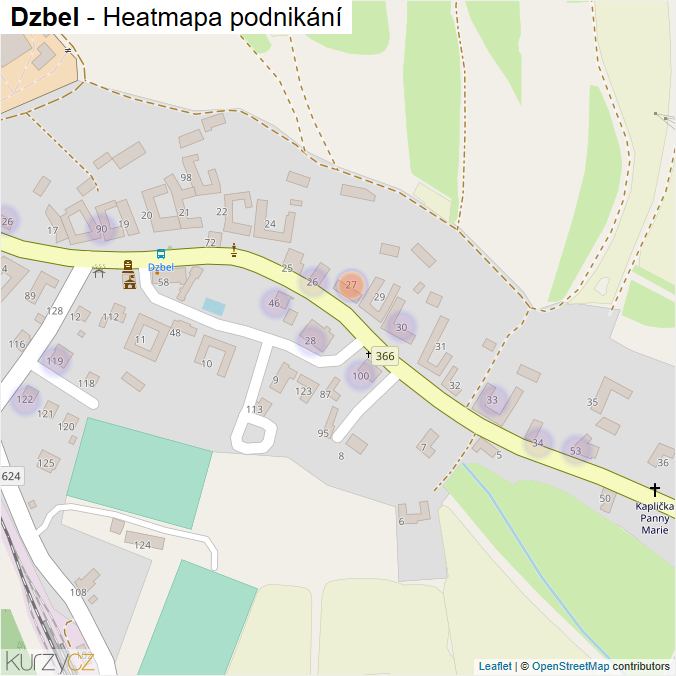 Mapa Dzbel - Firmy v části obce.