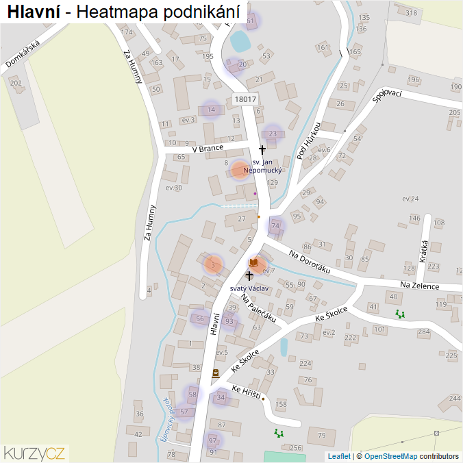 Mapa Hlavní - Firmy v ulici.