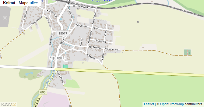 Kolmá - mapa ulice