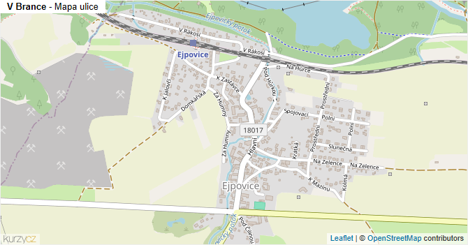 V Brance - mapa ulice