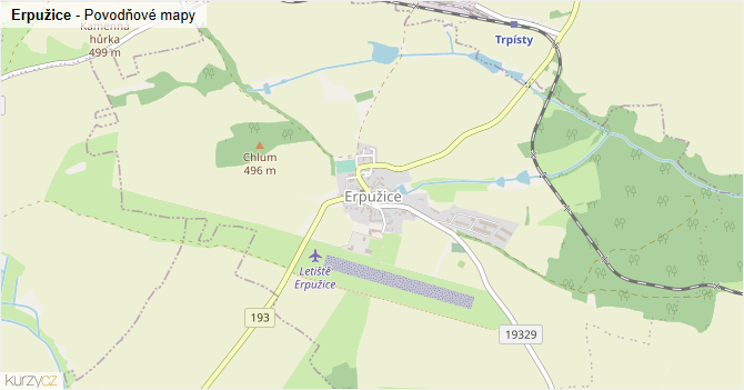 Erpužice - záplavové mapy stoleté vody