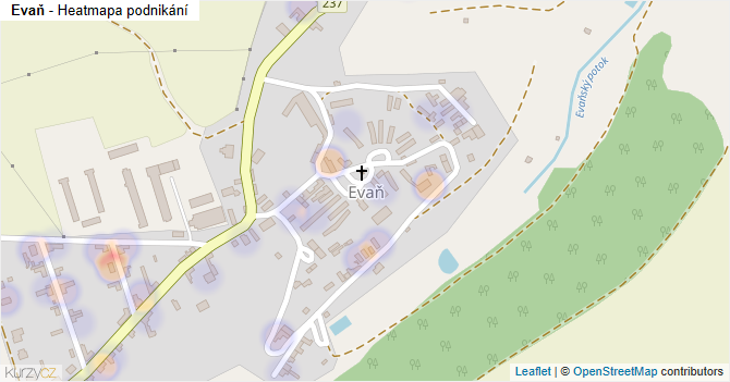 Evaň - mapa podnikání