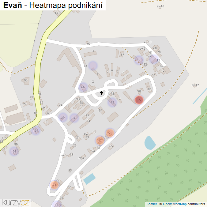 Mapa Evaň - Firmy v části obce.