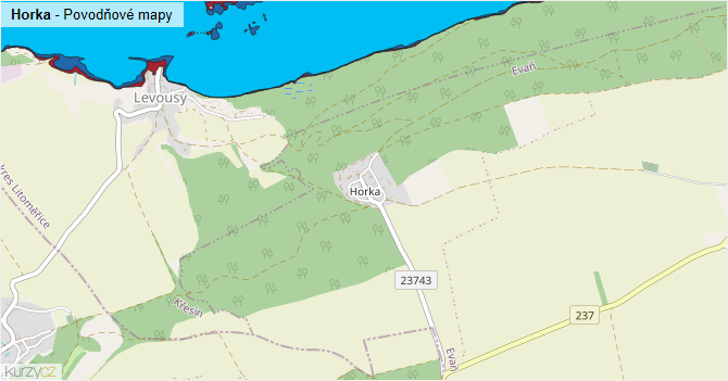Horka - záplavové mapy stoleté vody