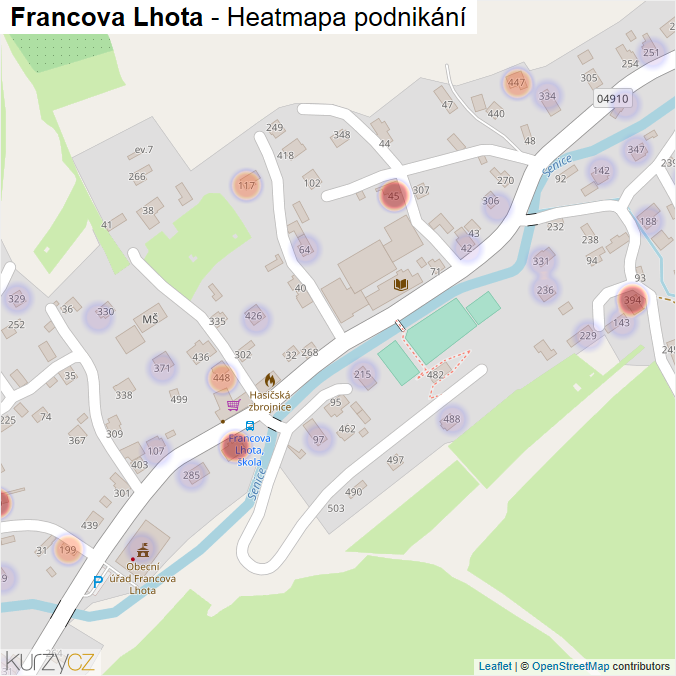 Mapa Francova Lhota - Firmy v části obce.