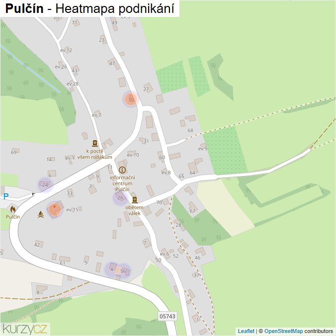 Mapa Pulčín - Firmy v části obce.