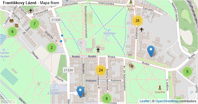 Františkovy Lázně - mapa firem