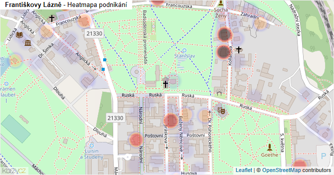 Františkovy Lázně - mapa podnikání