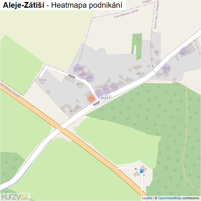 Mapa Aleje-Zátiší - Firmy v části obce.