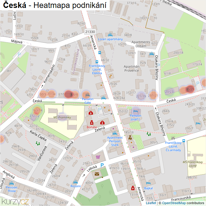 Mapa Česká - Firmy v ulici.