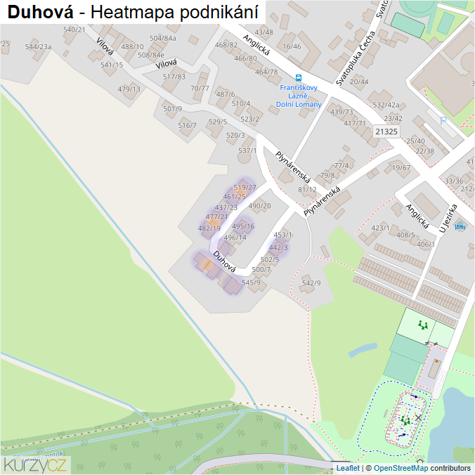 Mapa Duhová - Firmy v ulici.