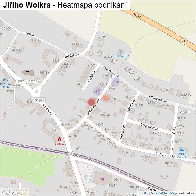 Mapa Jiřího Wolkra - Firmy v ulici.