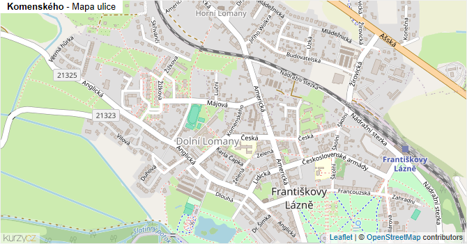 Komenského - mapa ulice