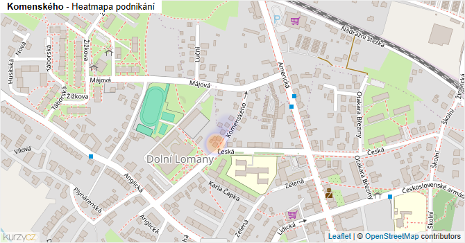Komenského - mapa podnikání