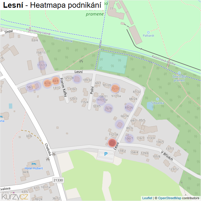 Mapa Lesní - Firmy v ulici.