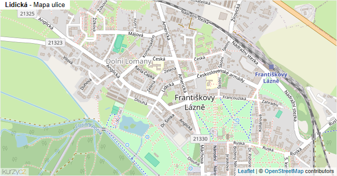 Lidická - mapa ulice