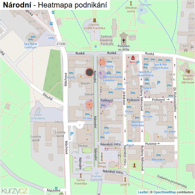 Mapa Národní - Firmy v ulici.