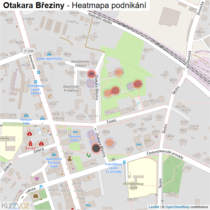 Mapa Otakara Březiny - Firmy v ulici.