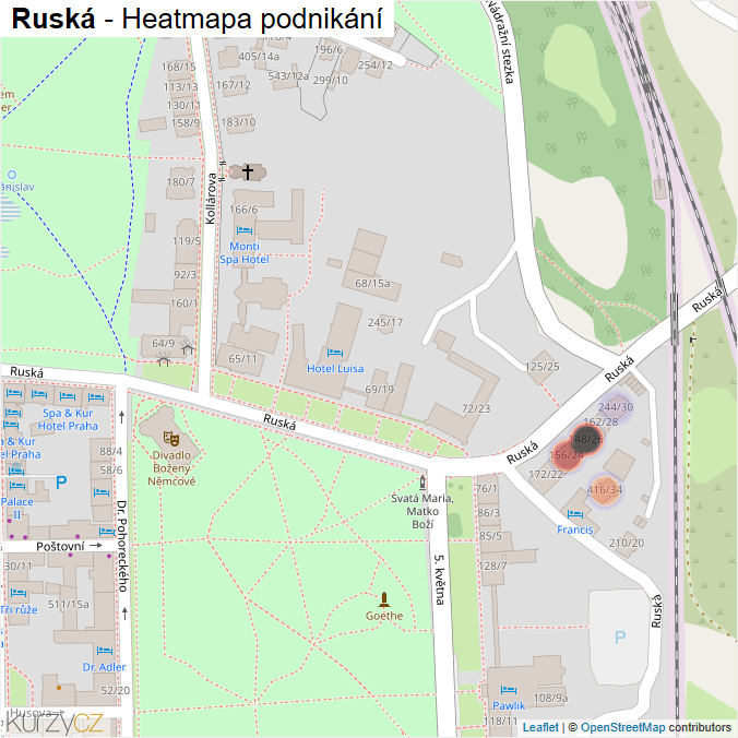Mapa Ruská - Firmy v ulici.