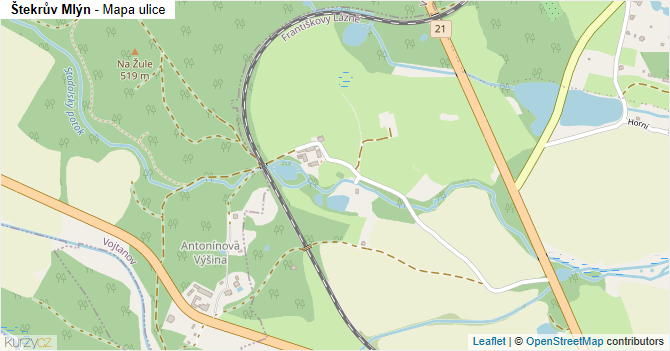 Štekrův Mlýn - mapa ulice