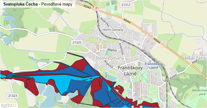 Svatopluka Čecha - záplavové mapy stoleté vody