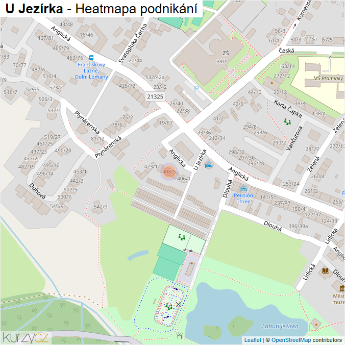 Mapa U Jezírka - Firmy v ulici.