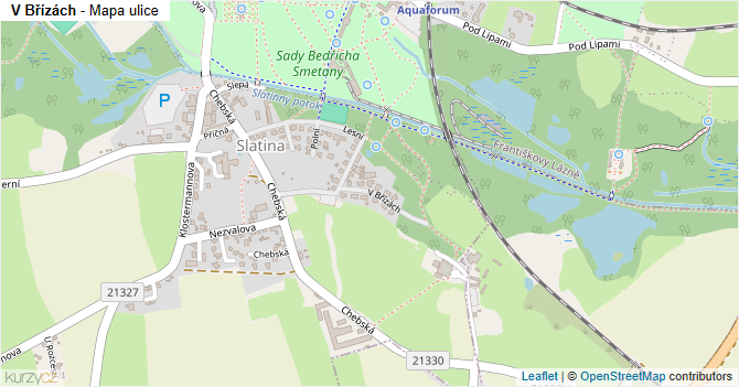V Břízách - mapa ulice